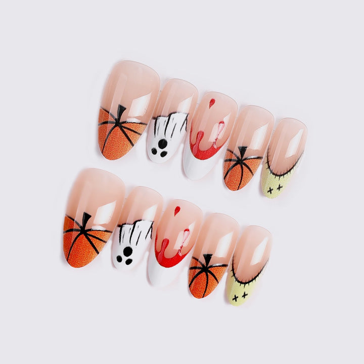 Creative acrylic nail set with basketball design Stornfield
