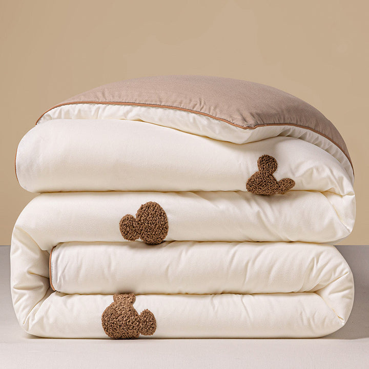 Plush Reversible Embroidered Comforter with Chenille Heart Appliqué