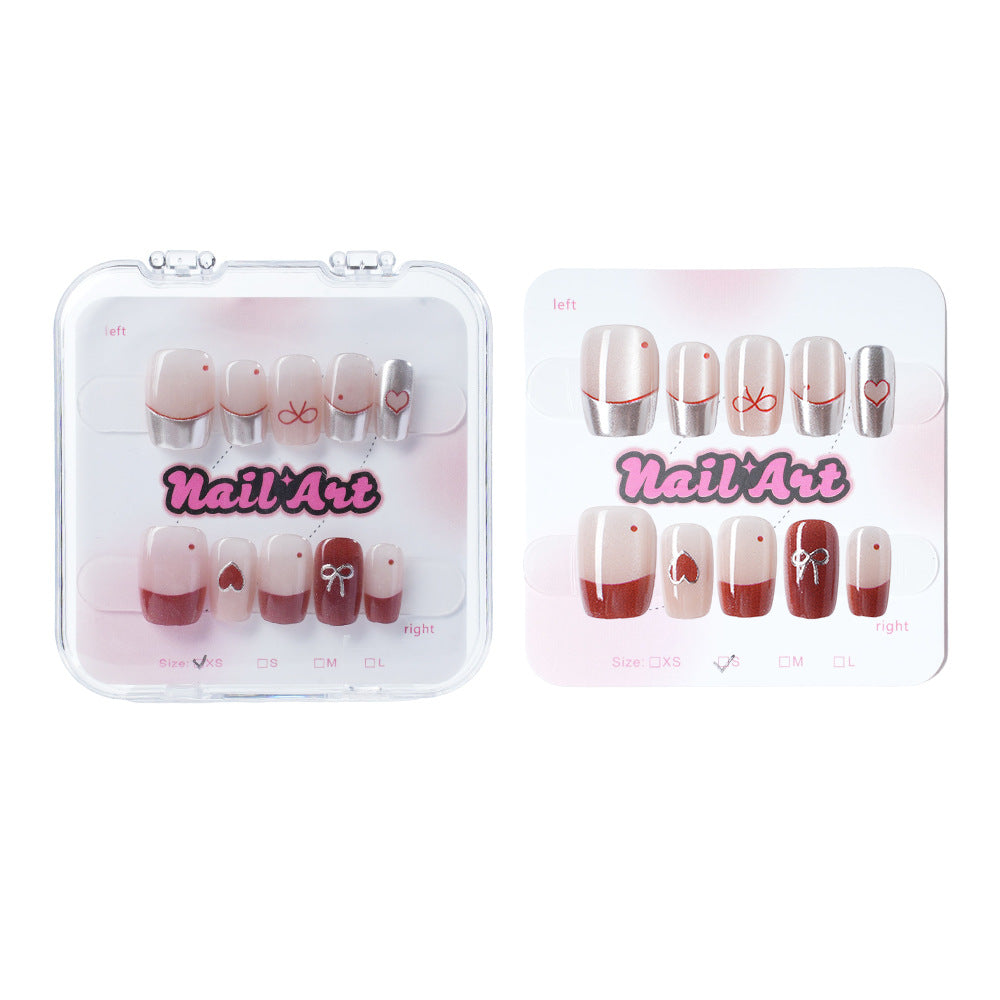 Romantic Heart-Themed Press-On Nail Set Stornfield