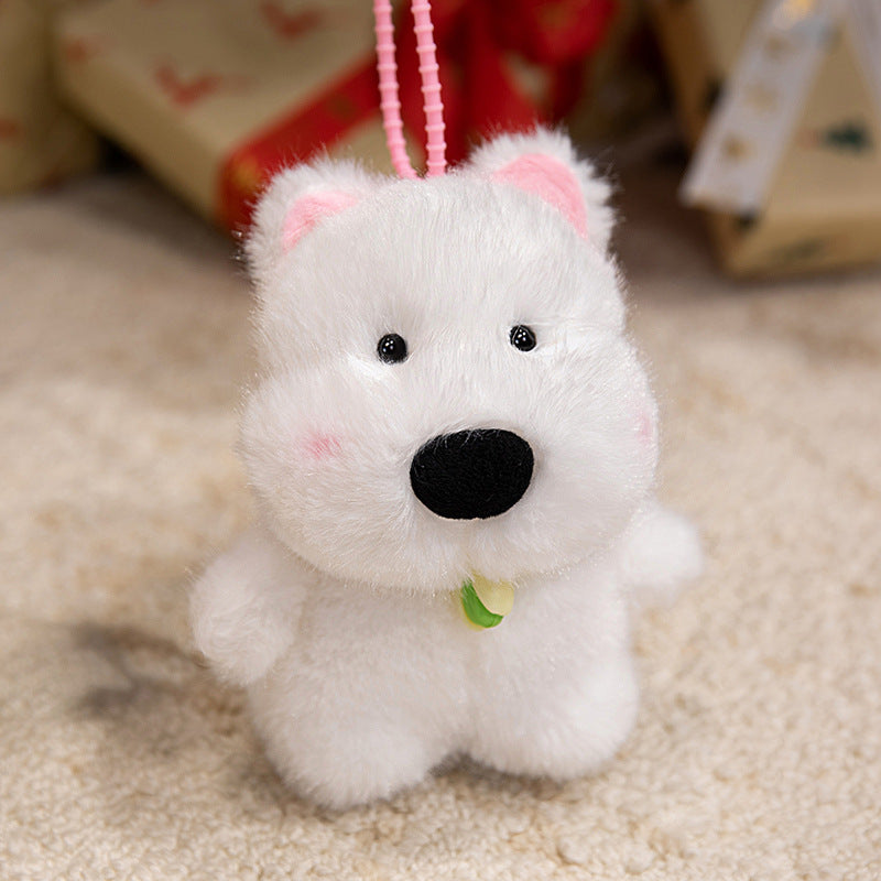 Plush Dog Bag Charm Keychain with Soft Faux-Fur Body & Loop Strap Stornfield