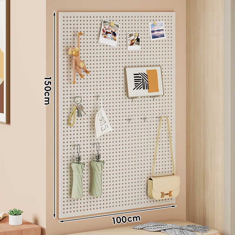 Wall-Mounted Perforated Pegboard Organizer Panel with Modular Hooks