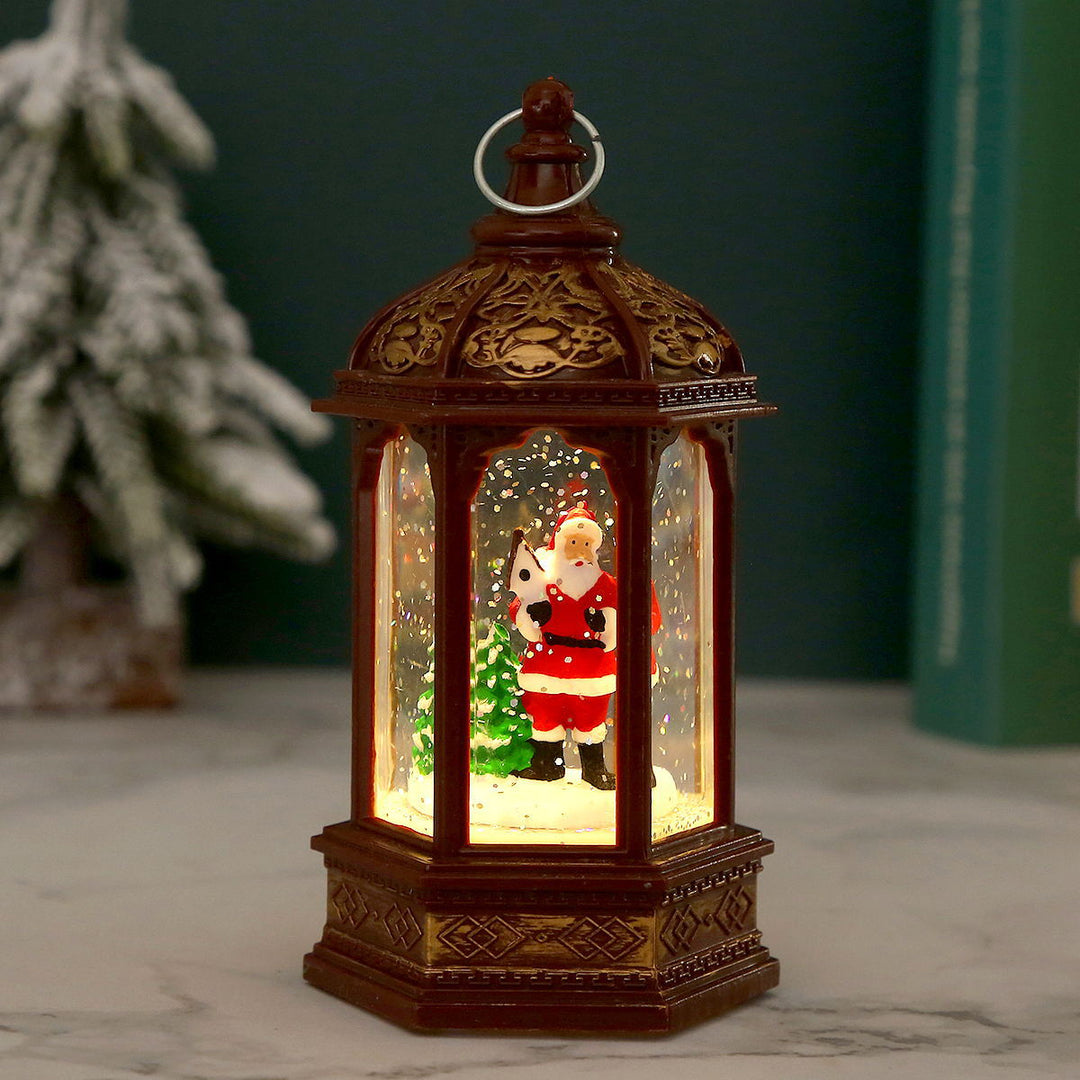 Nostalgic Christmas lantern with moving Santa Claus Stornfield