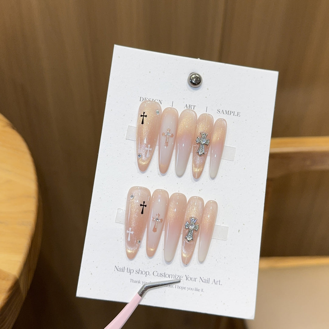 Artificial Nails in Elegant Cross Design Stornfield