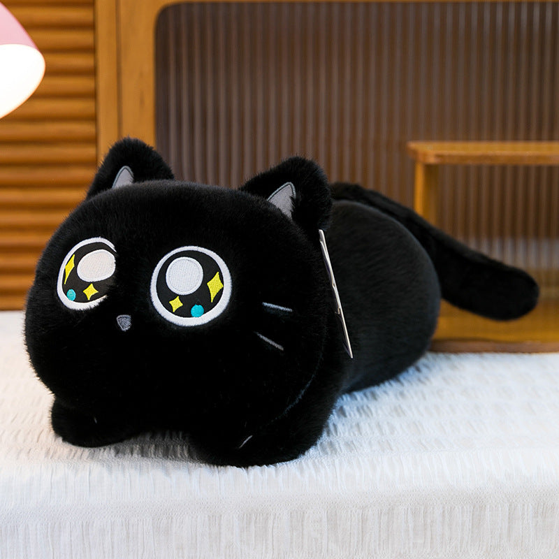 Plush Siamese Cat Long Bolster Body Pillow with Embroidered Eyes and Ultra-Soft Faux Fur Stornfield