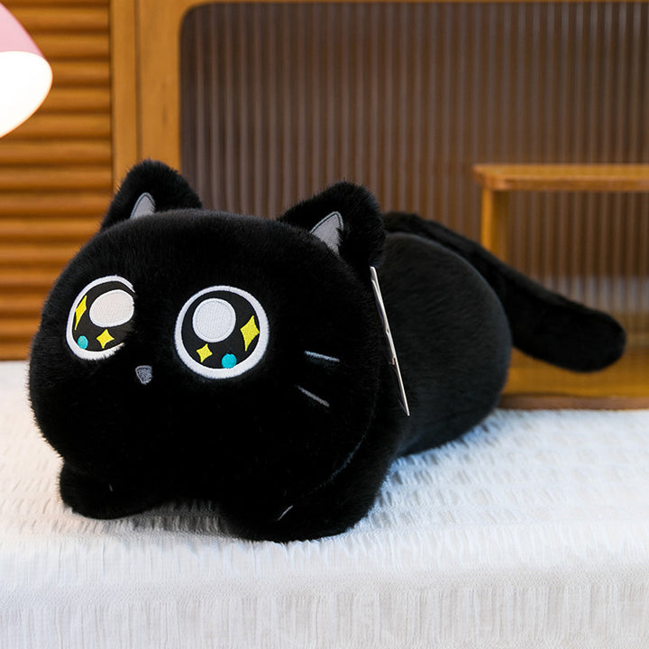Plush Siamese Cat Long Bolster Body Pillow with Embroidered Eyes and Ultra-Soft Faux Fur Stornfield