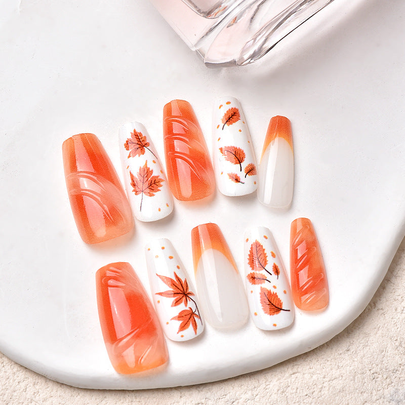 Autumn-Themed Press-On Nail Art Set Stornfield