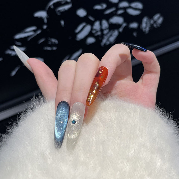 Extravagant Press-On Nail Art Set with Cosmic Theme Stornfield