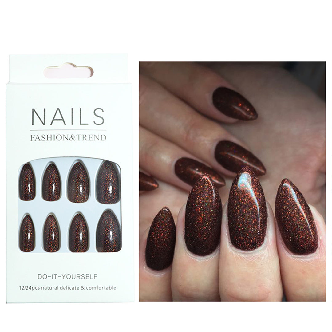 Unique Glittering Almond-Shaped Press-On Nails Stornfield
