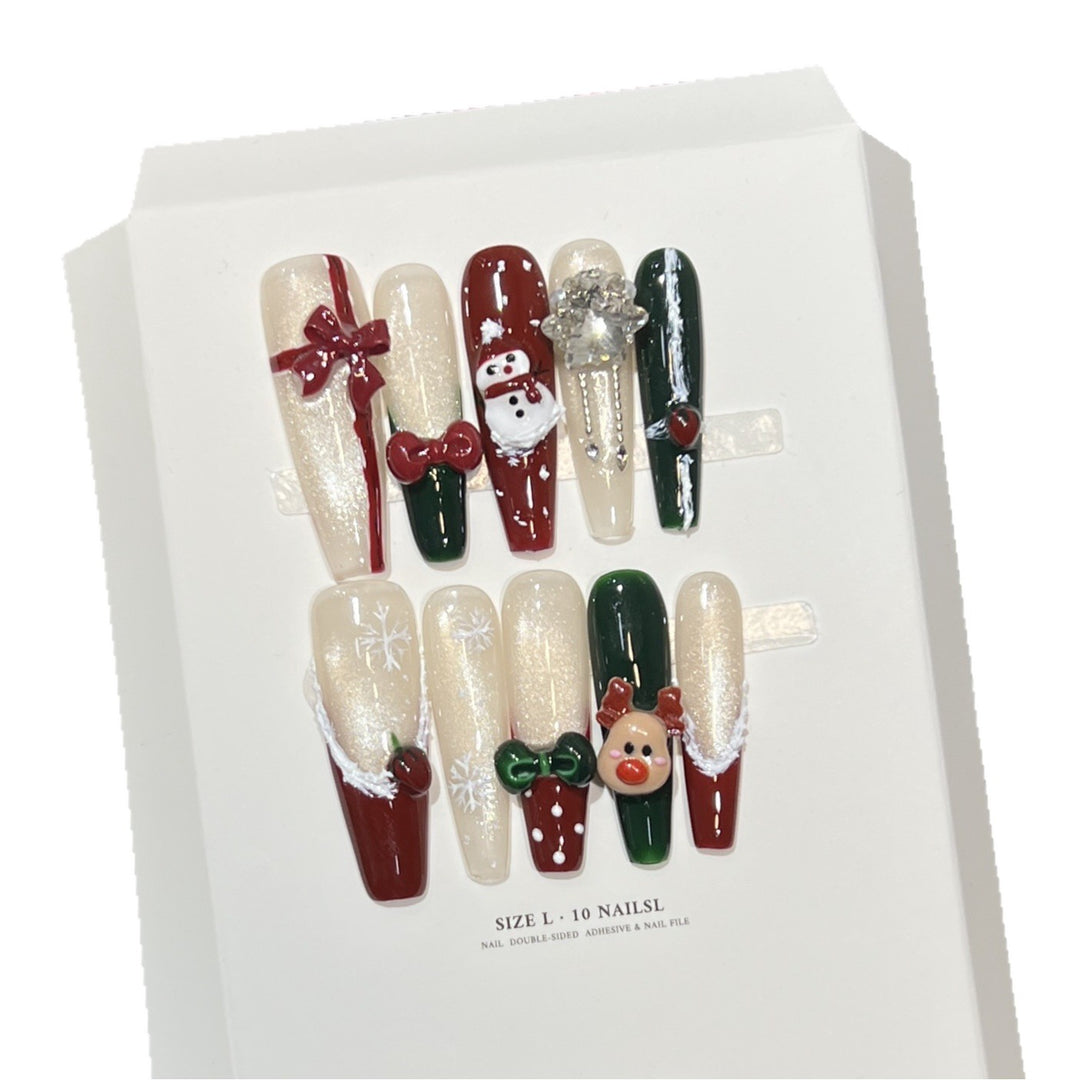 Festive Holiday-Themed Press-On Nail Set