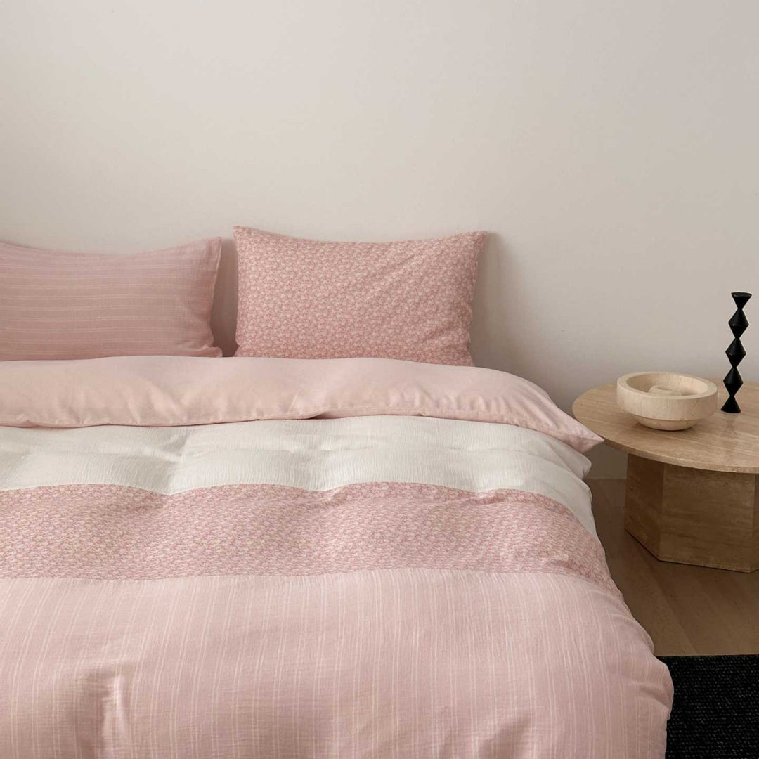 Washed Cotton-Linen Striped Patchwork Duvet Cover Set