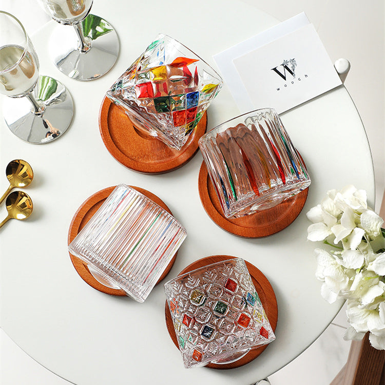 Rotating Multi Color Stained Whiskey Glass With Gift Box | Stornfield