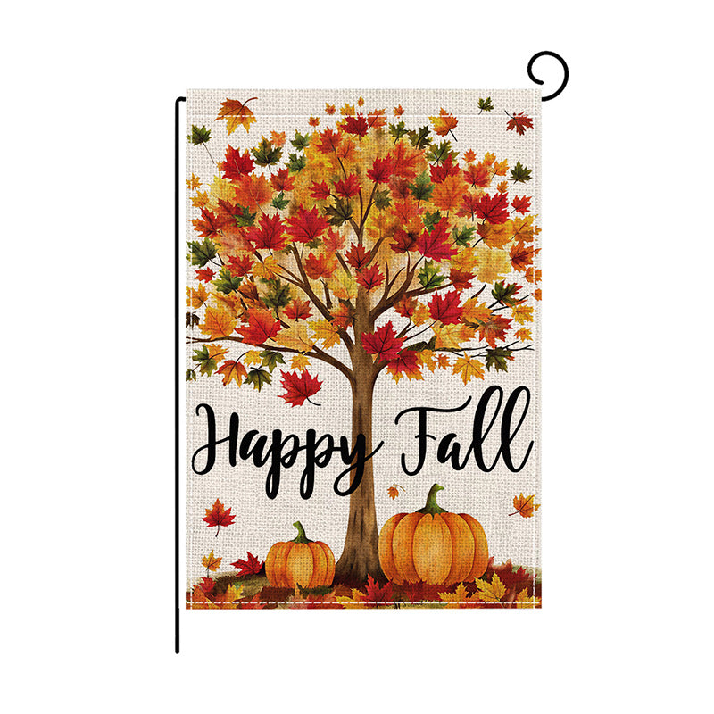 Outdoor Decorative Garden Flag Double-Sided Burlap-Texture Cardinal Welcome Banner