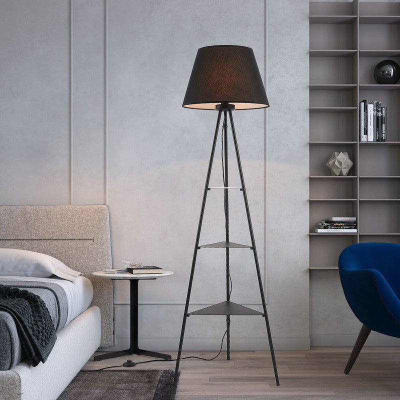 Triangular Floor Lamp with Integrated Shelves