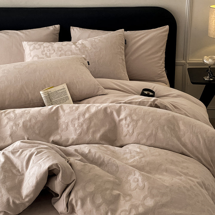 Jacquard Floral Embossed Duvet Cover and Pillowcase Set