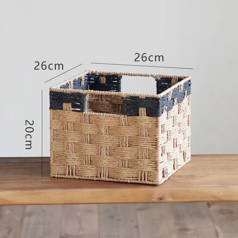 Square storage basket made of natural material Stornfield