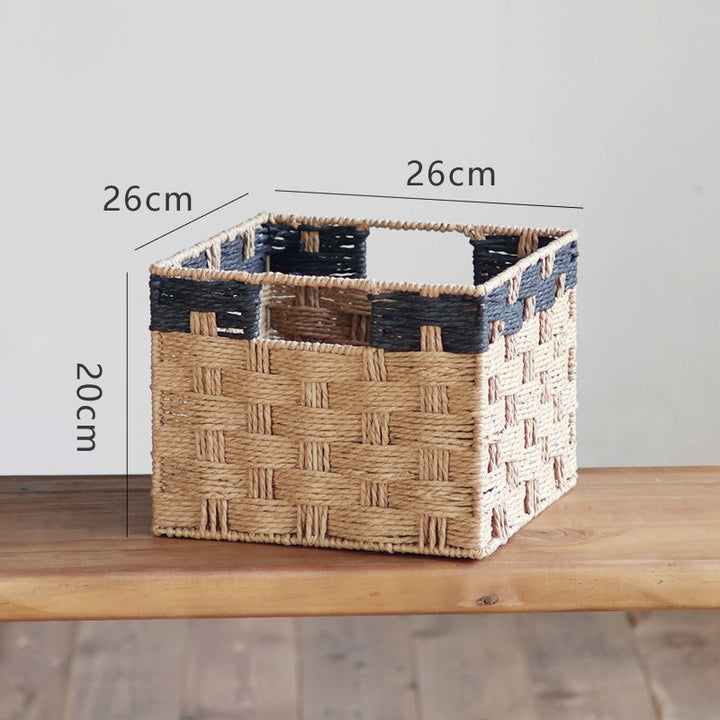 Square storage basket made of natural material Stornfield