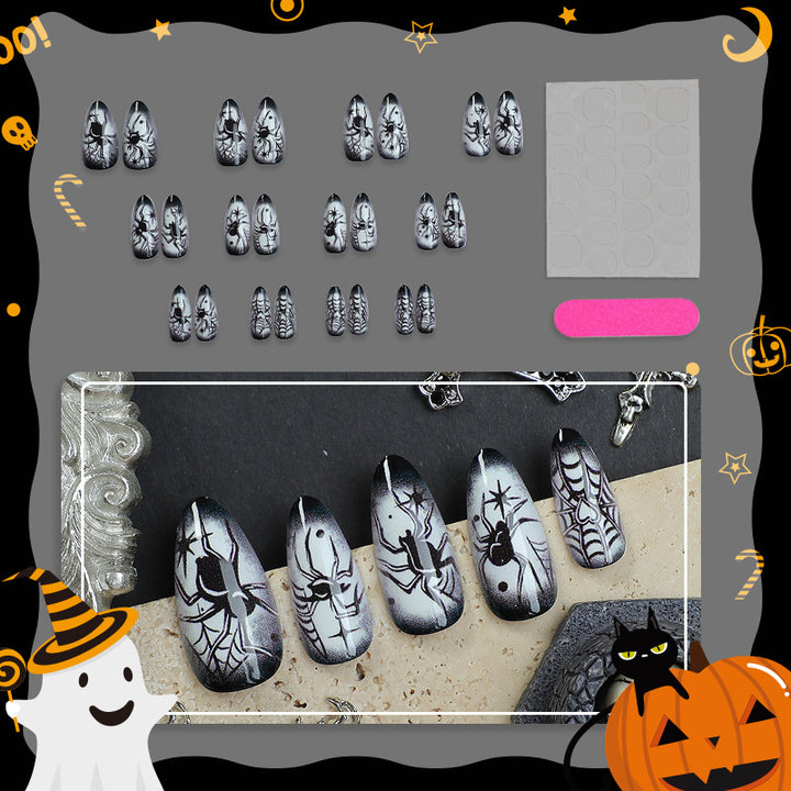 Halloween-Themed Spider-Design Press-On Nails
