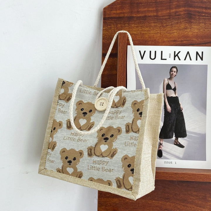 Cute Bear-Themed Canvas Tote Bag