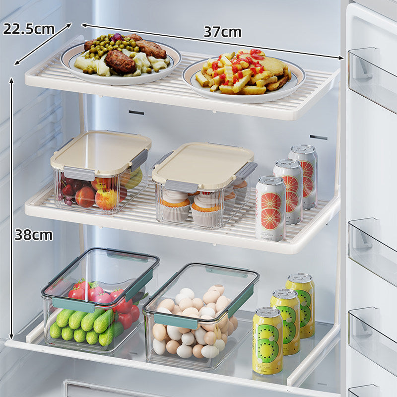 Two-Tier Adjustable Refrigerator Shelf Riser and Fridge Organizer