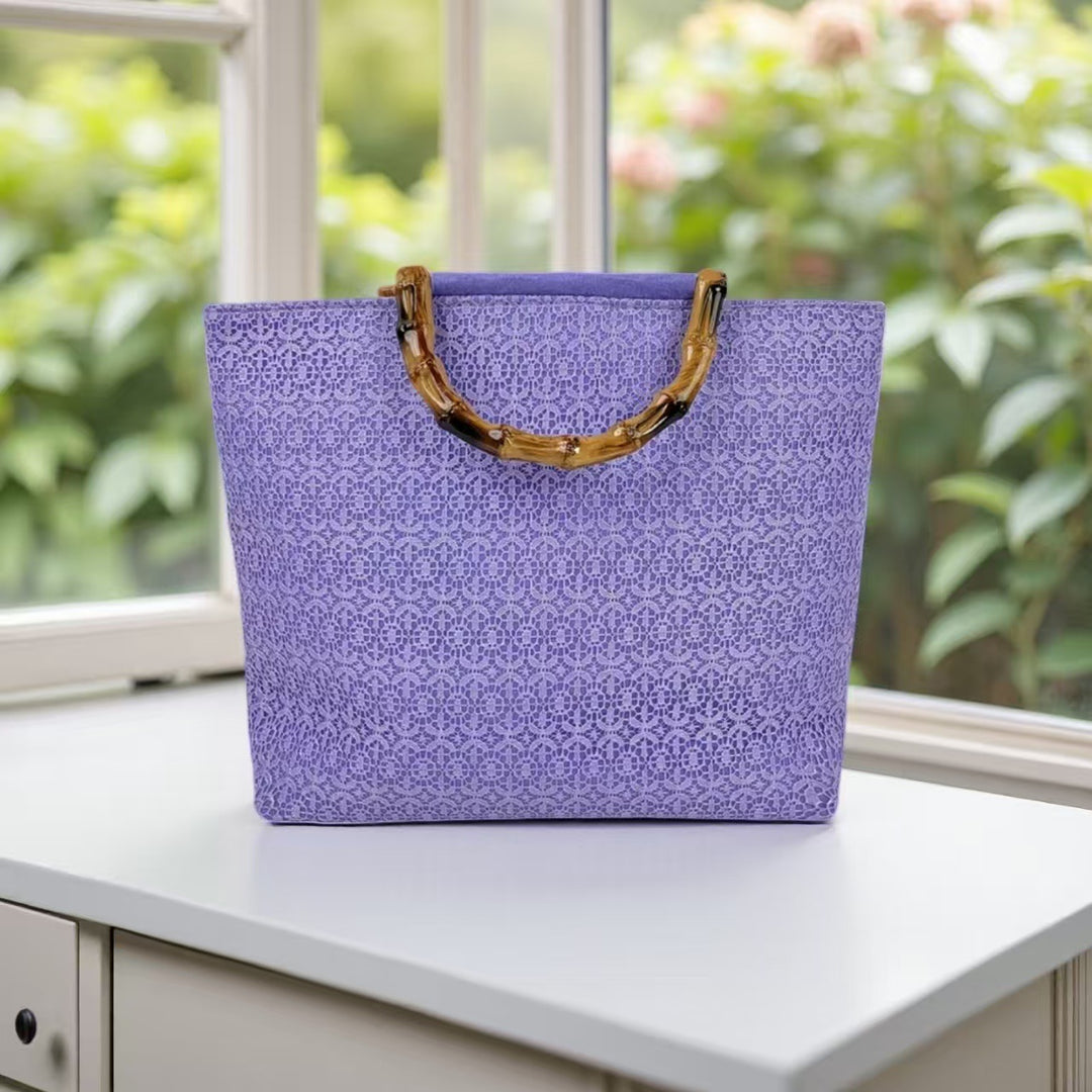 Elegant cotton bag with bamboo handles Stornfield