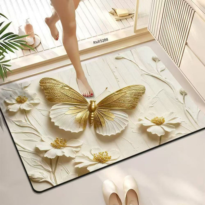 3D Butterfly Pattern Bath Mat
