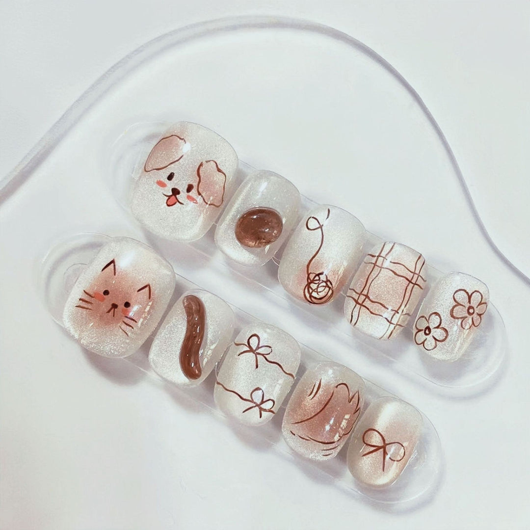 Stylish Bow-Embellished Press-On Nails Stornfield