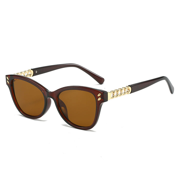 Ladies fashionable cat-eye sunglasses with luxurious chain accents Stornfield