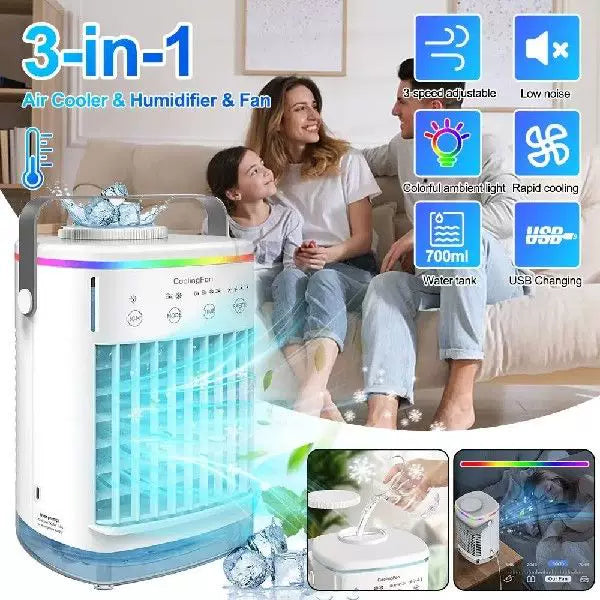 Unisex One Size Compact USB Rechargeable Vaporizer Personal Air Cooler with Removable Water Tank and Carry Handle Stornfield