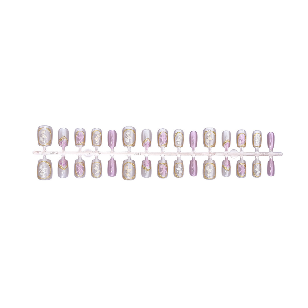 Decorative Press-On Nail Set with Floral Accents Stornfield