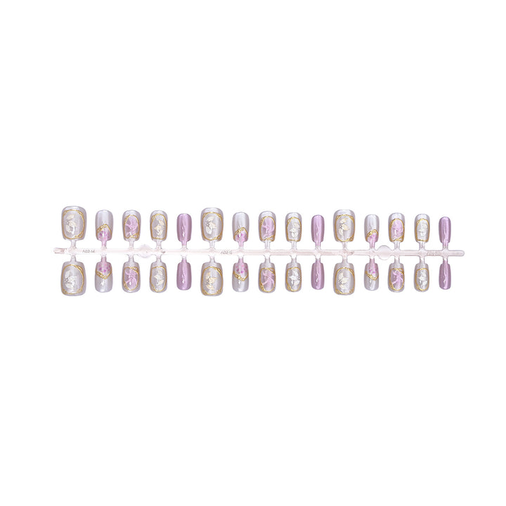 Decorative Press-On Nail Set with Floral Accents Stornfield