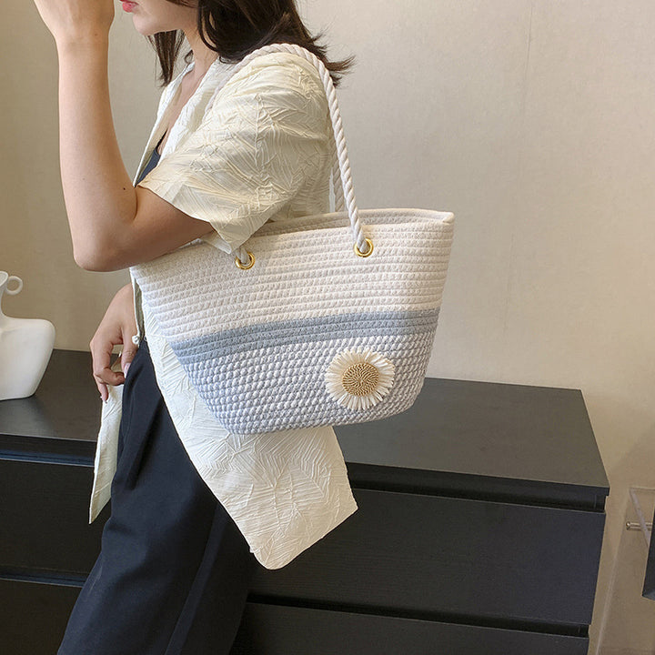 Handcrafted Floral Detail Straw Tote Bag Stornfield