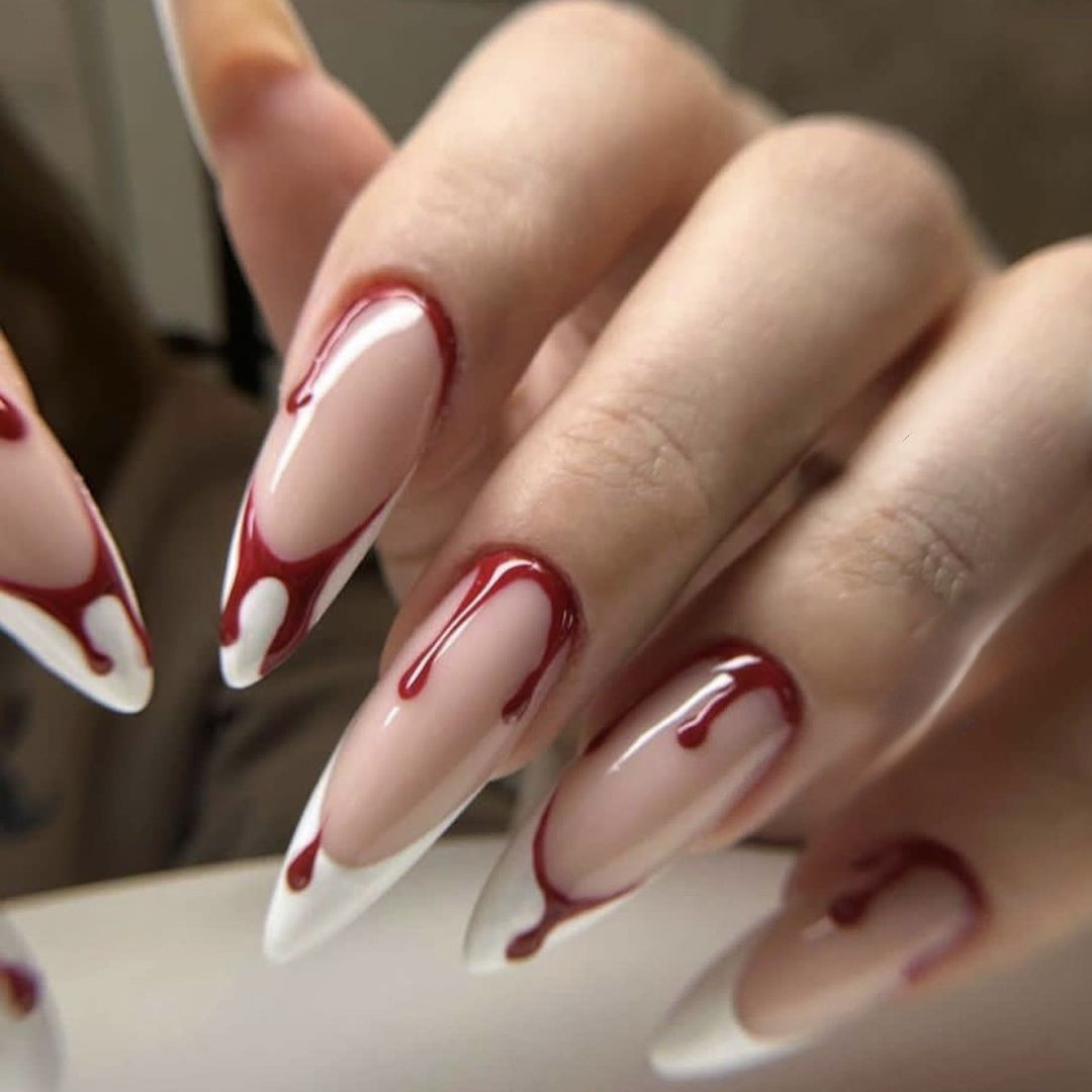 Creative nail art set with spooky blood designs Stornfield