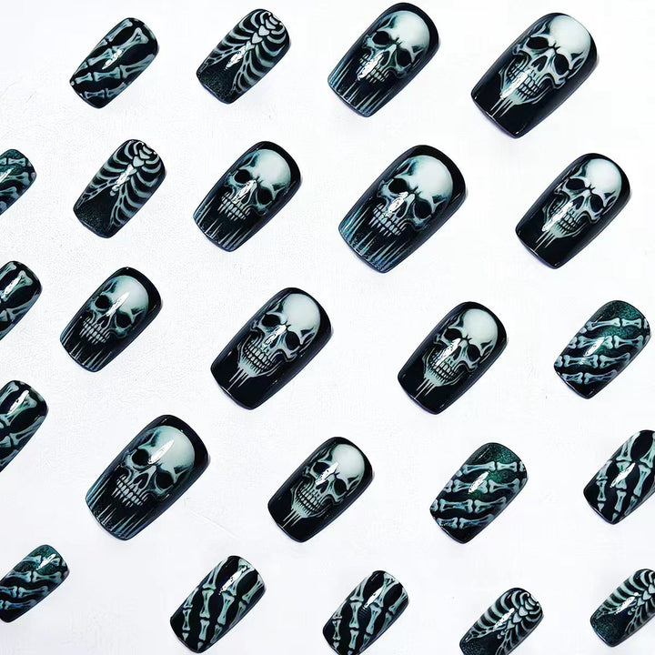 Creative artificial nails in spooky skull design Stornfield