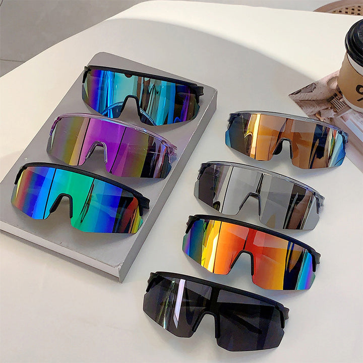 Unisex nan sporty performance sunglasses with continuous visor lens and shatterproof polycarbonate lens Stornfield