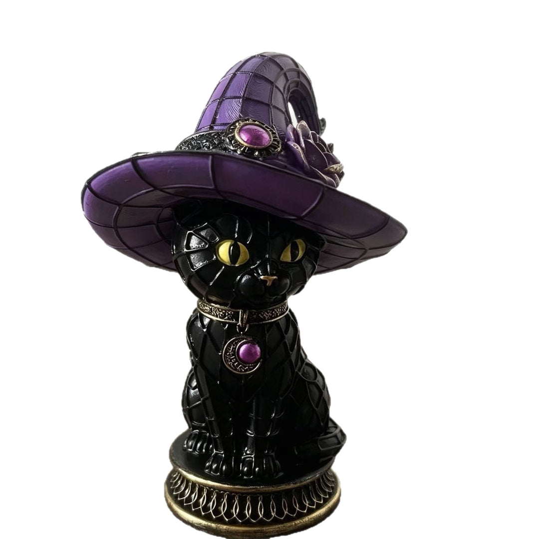 Decorative cat lamp with witch hat Stornfield