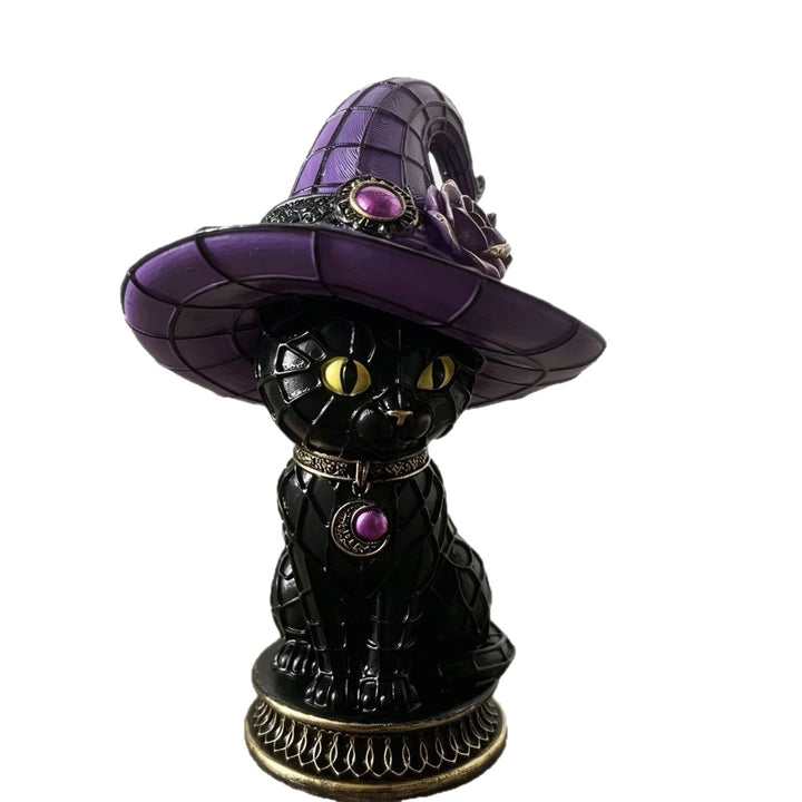 Decorative cat lamp with witch hat Stornfield