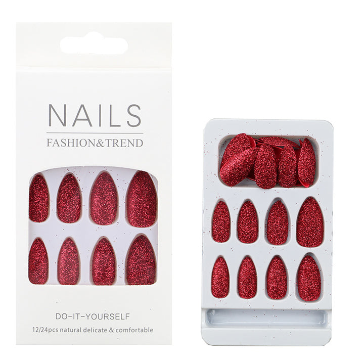 Glittering Almond-Shaped Press-On Nail Tips Stornfield