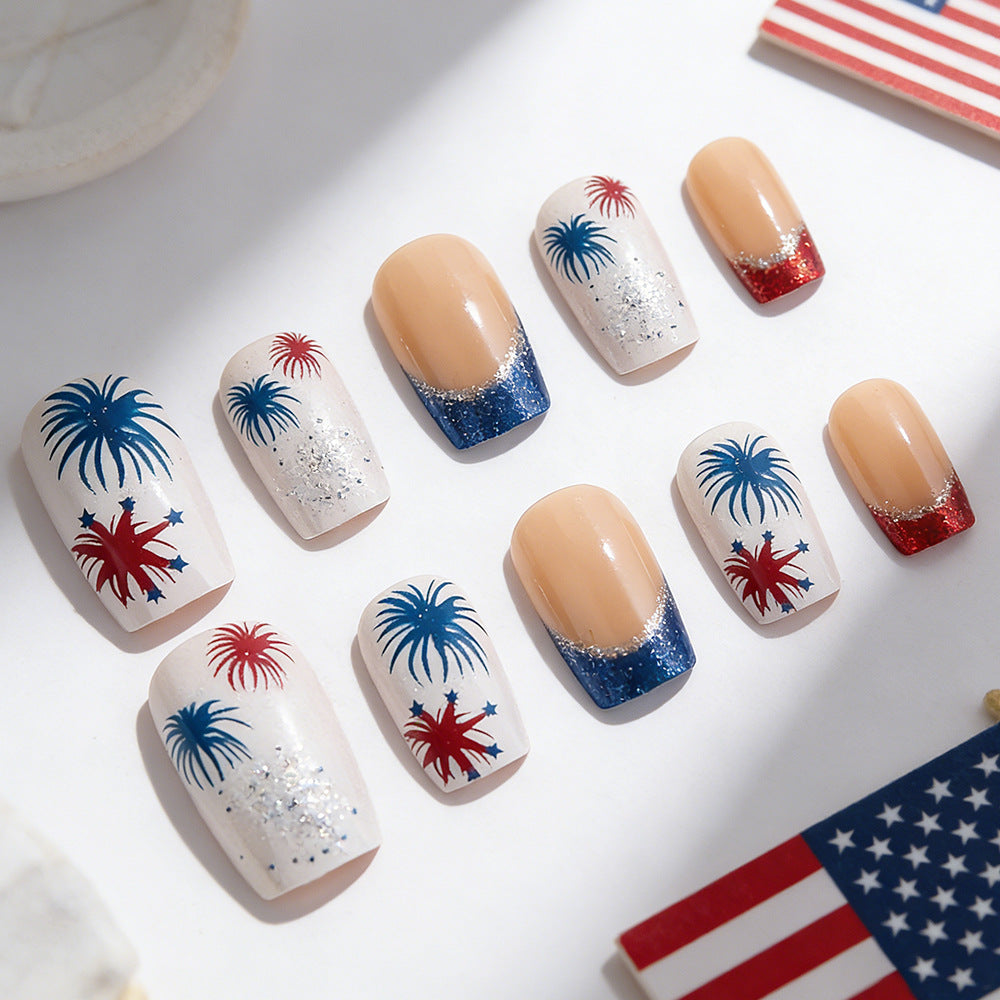 Festive Patriotic Press-On Nail Art Stornfield