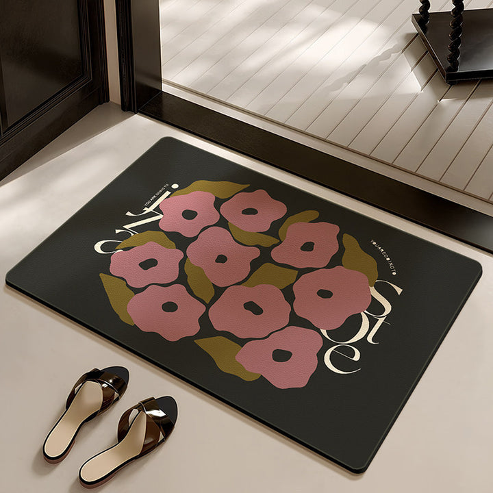 Stylish Floral-Themed Bathroom Mat