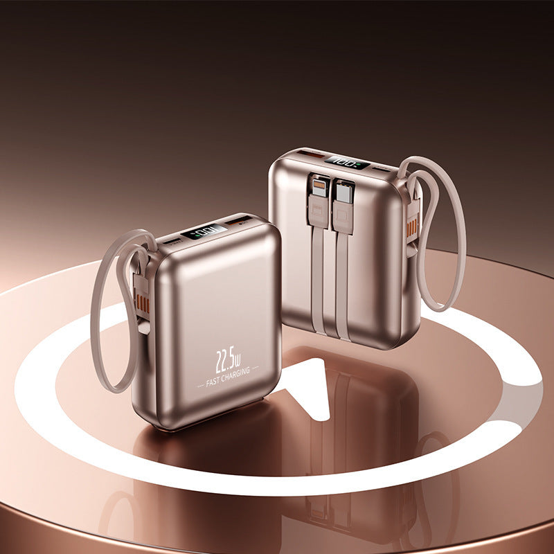 Portable power bank with fast charging function and integrated cable system Stornfield