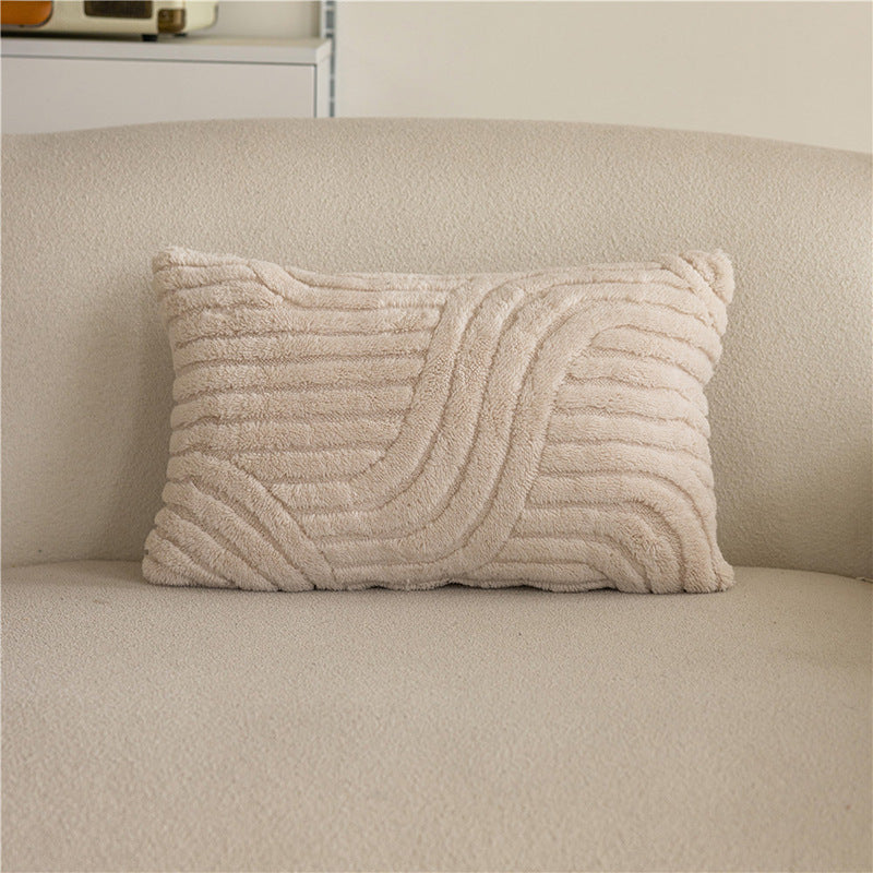 Decorative Rectangular Bouclé Textured Lumbar Throw Pillow