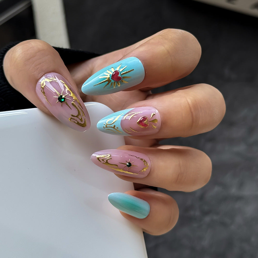 Artistic Floral Embellished Press-On Nail Set Stornfield
