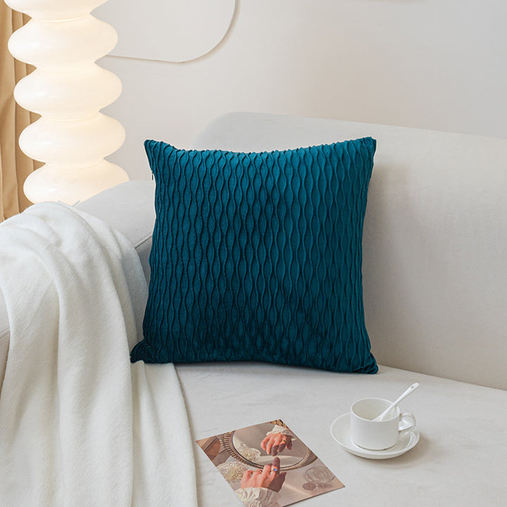 Sculpted Wave-Texture Velvet Square Pillow Cover with Hidden Zipper