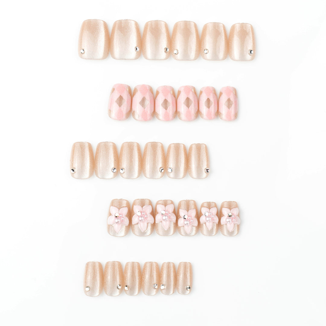 Artistic Gem-Embellished Press-On Nail Art Set Stornfield