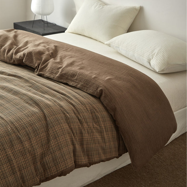 Washed Crinkle Linen-Blend Textured Duvet Cover