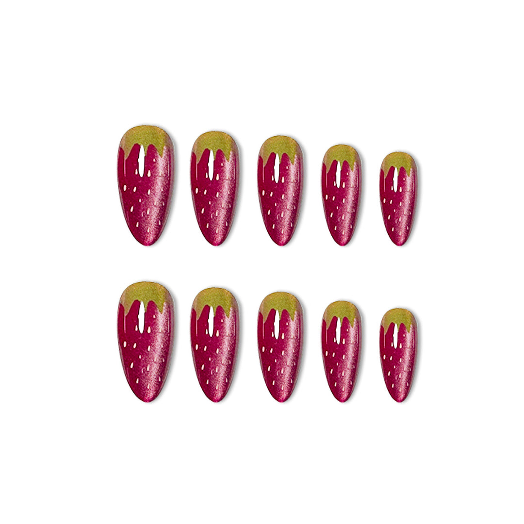 Strawberry-Themed Acrylic Nail Enhancements Stornfield