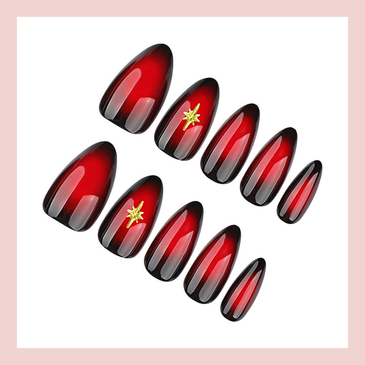 Artificial nail set with elegant gradient and glitter details Stornfield