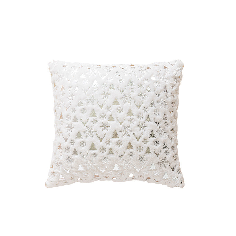 Decorative Plush Velvet Holiday Throw Pillow Cover with Gold Foil Motif