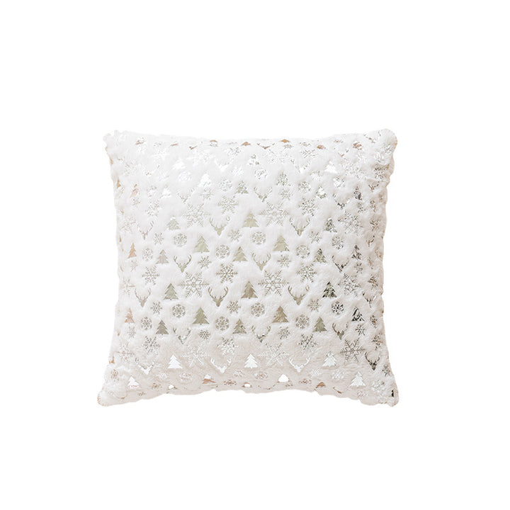 Decorative Plush Velvet Holiday Throw Pillow Cover with Gold Foil Motif