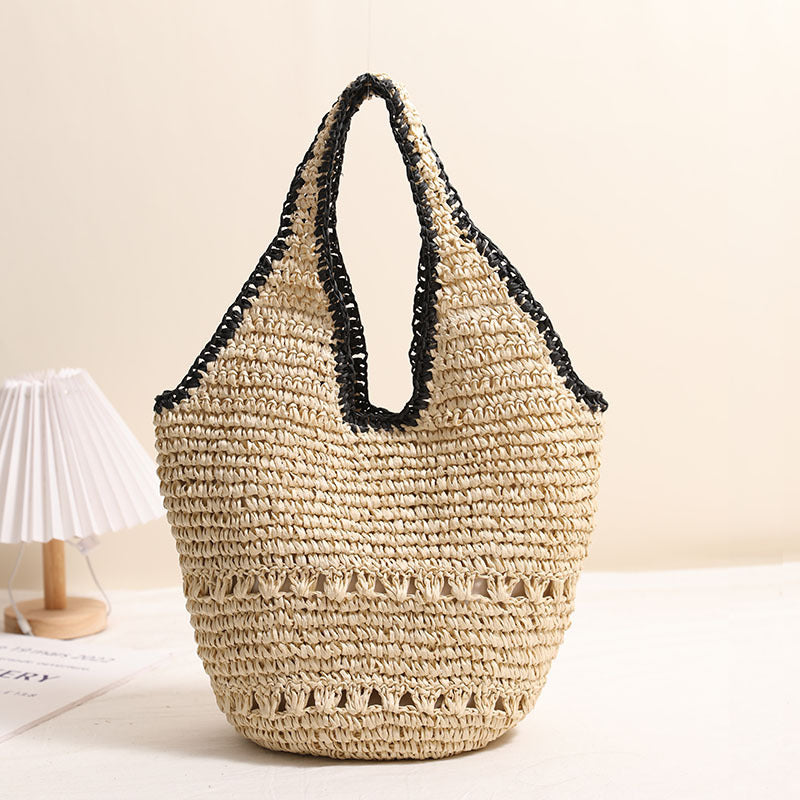 Handmade straw bag with decorative details Stornfield